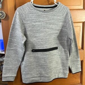 MonoB - Long sleeve gray, light sweatshirt with black trim & front pocket.